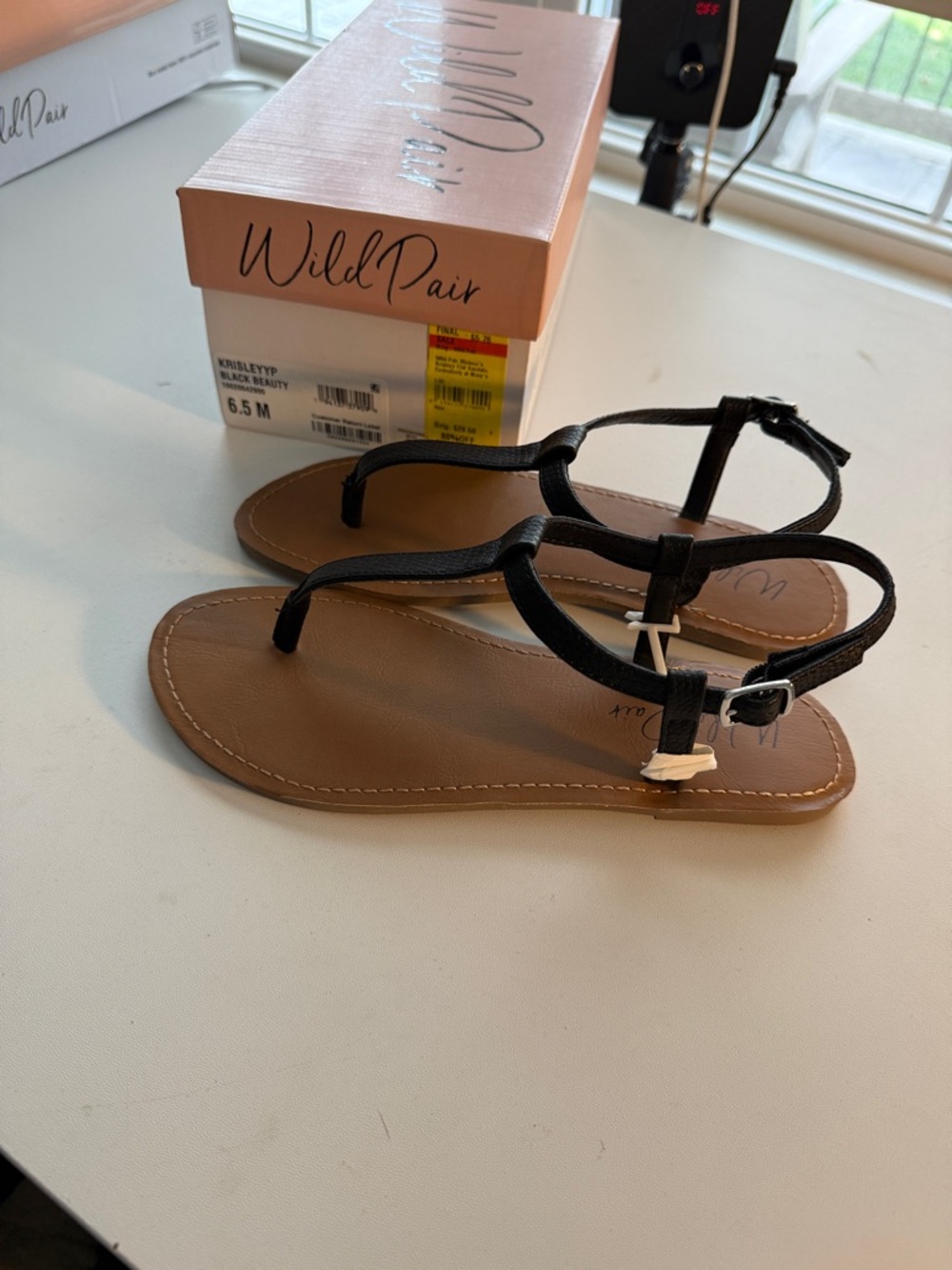 Wild Pair Black and Tan Sandals for Women 6.5 and 9.5